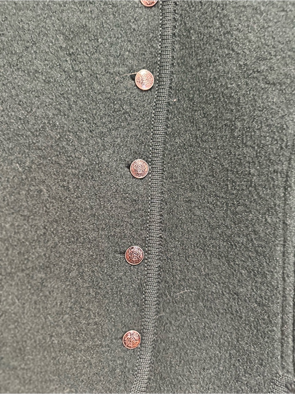 VTG Emerald Green Boiled Wool Fitted Structured Cardigan Jacket Pewter Buttons. - Picture 6 of 12